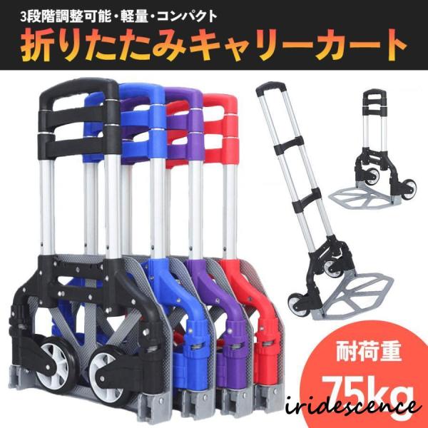 折りたたみ式 キャリーカート 最大荷重75kg 台車 ハンドキャリー 折りたたみキャリー ハンディカ...