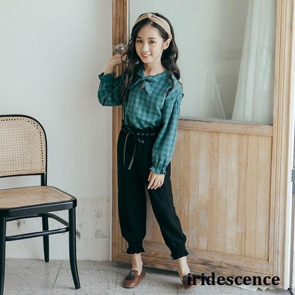 子供服 セットアップ キッズ 女の子 長袖 春秋 上下セット 韓国子供服 ジュニア ブラウス シャツ...