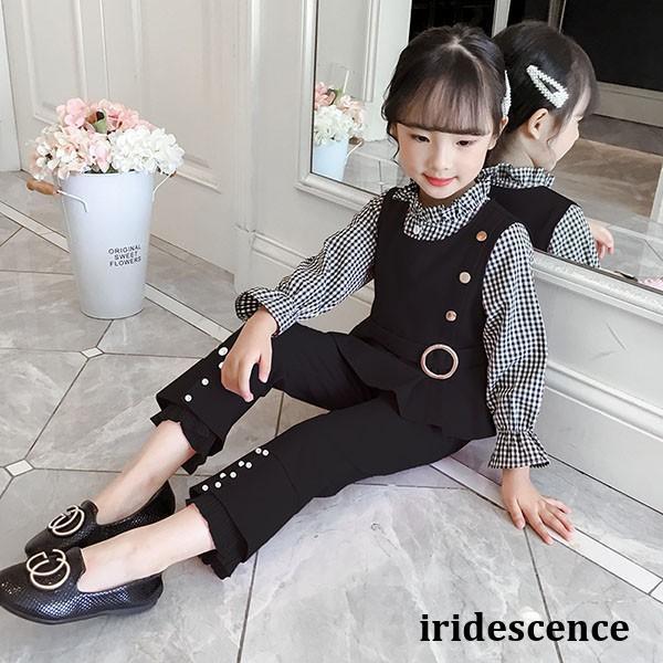 子供服 セットアップ キッズ 女の子 おしゃれ 長袖 春秋 スーツ 3点セット 韓国子供服 シャツ ...