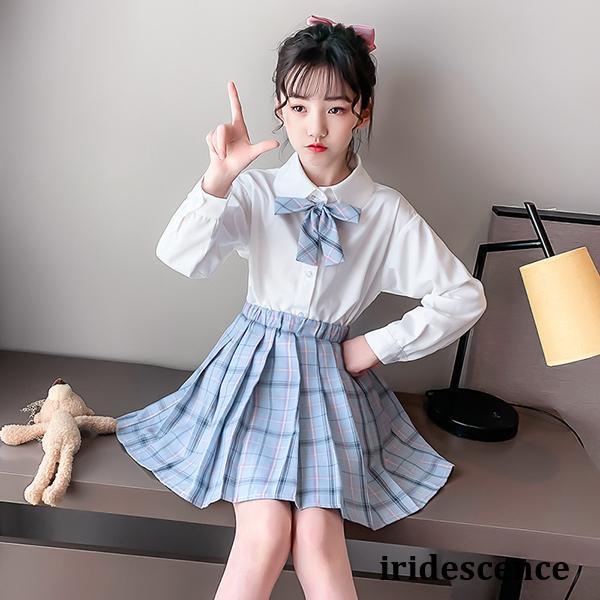 子供服 セットアップ キッズ 女の子 長袖 春秋 上下セット ブラウス シャツ ミニスカート チェッ...