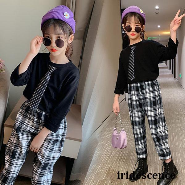 子供服 女の子 セットアップ キッズ 長袖 秋服 tシャツ ネクタイ ロングパンツ チェック柄 韓国...