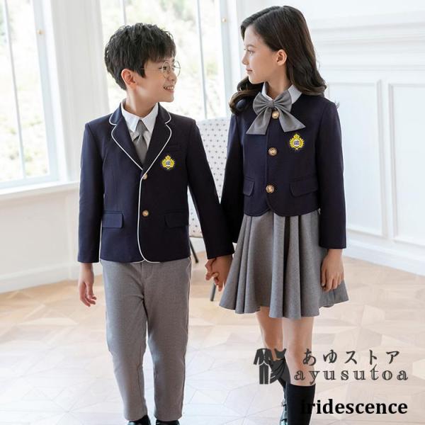 フォーマル スーツ  男の子女の子 5点セット スーツ制服子供服可愛い ジャケット 卒業式 ワンピー...