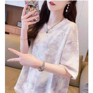 Tシャツ レディース タイダイ柄 半袖 夏 ゆるい トップス 韓国ファッション 原宿系 BF風 ヒッ...