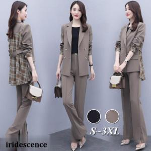 セットアップ レディース 40代 春 秋 長袖 スーツジャケット チェック