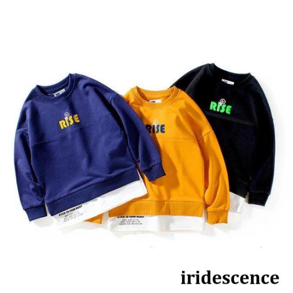 男の子 スウェット トレーナー 秋 子供 スウェットトップス 偽二枚 プルオーバー 男児 スウェット...