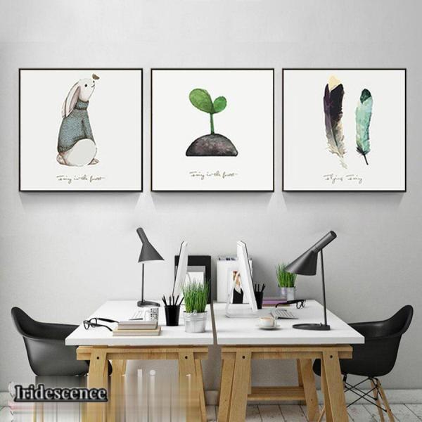 3枚セット 絵画 インテリア ファブリック 絵 動物 うさぎ  30×30cm 壁掛け アートパネル...