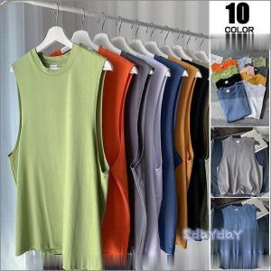 メンズ タンクトップ 涼しい 夏服 無地 大きいサイズ クルーネック タンク インナー カットソー Tシャツ ノースリーブ｜iridescence
