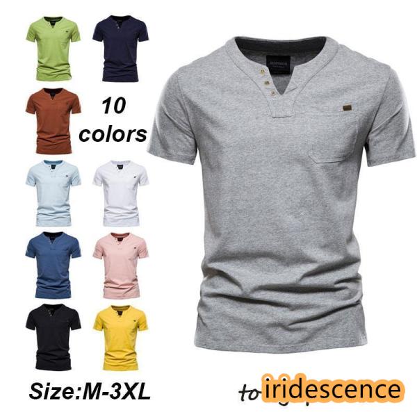 tシャツ メンズ 半袖 ヘンリーネックTシャツ 無地 おしゃれ  白tシャツ 大きいサイズ 夏服 3...