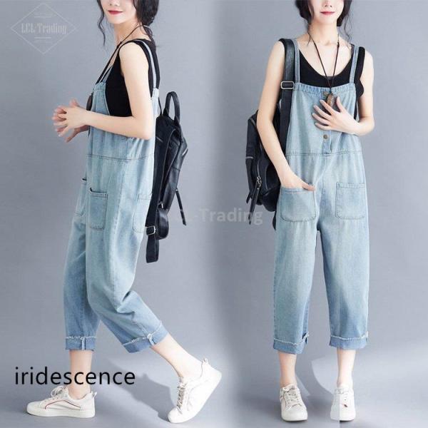 サロペット オーバーオール レディース ワイトパンツ 薄手 7分丈パンツ ゆったり ボトムス 大きい...