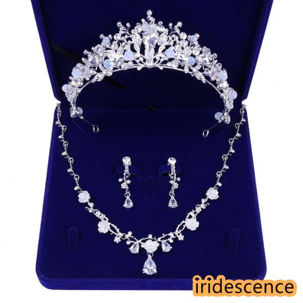 ウェディングティアラ ネックレス/イヤリング ブライダル ティアラ クリスタル ティアラ ウエディン...