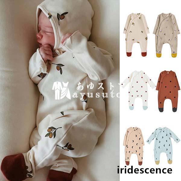 ロンパース 男の子 女の子 ベビー 長袖 前開き 春夏秋冬 カバーオール ハット付き 肌着 ベビー服...