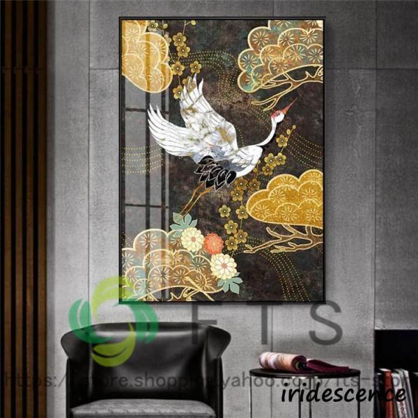 和柄 ツル 鶴 ファブリック パネル アルミ枠 アート 植物 モダン 絵 装飾 インテリア アートパ...