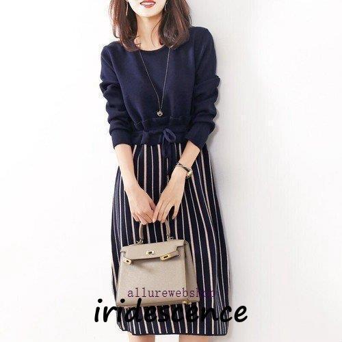 ドッキングワンピース 20代 30代 40代 50代 通勤 オフィス ひざ丈 ワンピース レディース...