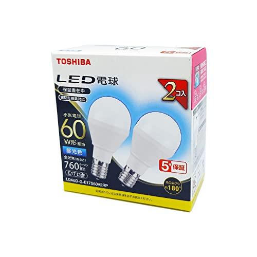 東芝TOSHIBA LED電球 60W相当 広配光 昼光色 E17口金 2P 密閉器具対応 LDA6...