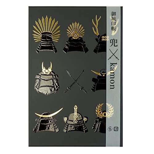御城印帳 兜×kamon ポケット付き 180×120mm 20ポケット 1冊 黒