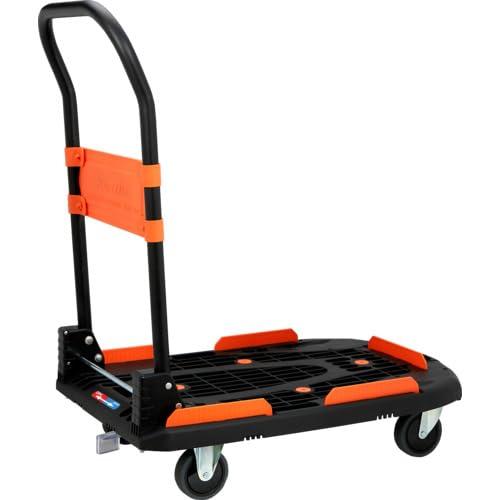 トラスコ中山TRUSCO 新型カルティオ 樹脂 台車 ストッパー付き 黒 軽量 自重7.3Kg 折り...