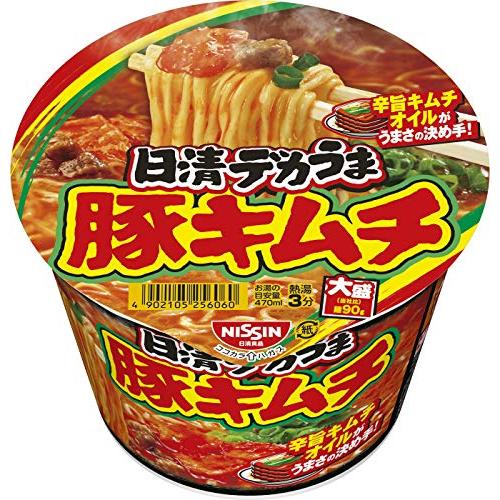 日清食品 日清デカうま 豚キムチ カップ麺 101g×12個