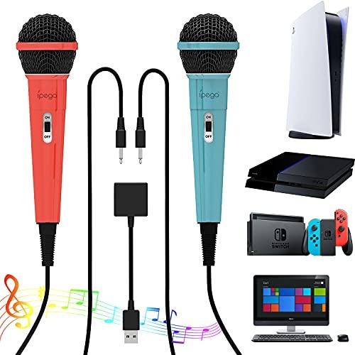 Switch用 カラオケマイク 有線マイク２本 ２人同時に歌える スイッチ用 カラオケマイク 高集音...