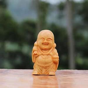 七福神 布袋 天然 崖柏木 仏像 木彫りミニ 布袋さんの置物