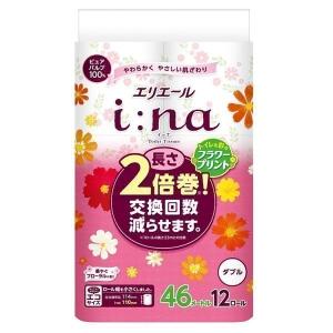 エリエール イーナ トイレットペーパーフラワープリント2倍巻き 46m×12ロール ダブル パルプ100% 華やぐフローラルの香り 大王製紙