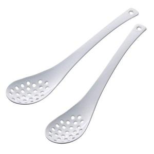 琺瑯レンゲスプーン(穴あき)2本組 43069 下村企販 (D)(B)