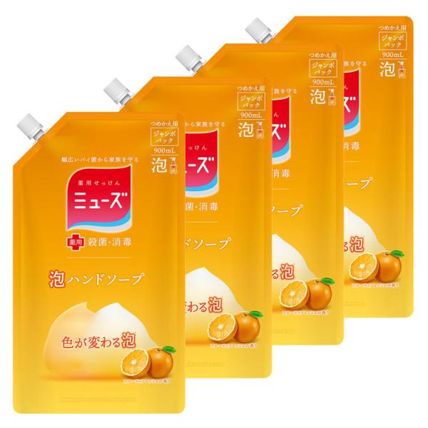 4個セット］泡ミューズ フルーティフレッシュ ジャンボ詰替 900ml
