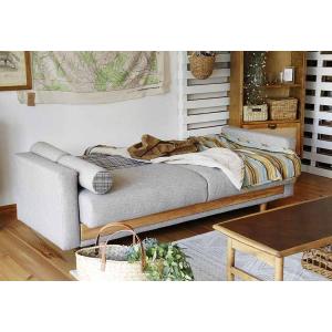 大塚家具 ソファベッド 「シェル」 布 ベージュ色 木脚【受注生産品