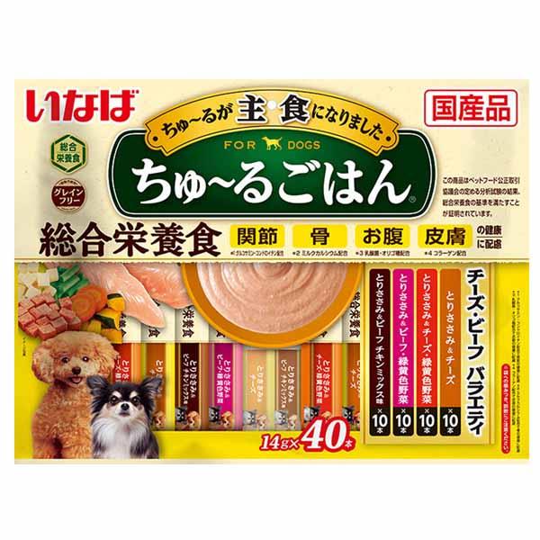 ドッグフード 犬 フード おやつ いなば ちゅ〜るごはん チーズ ビーフバラエティ 14g×40本 ...