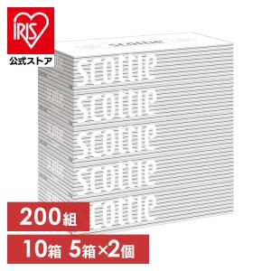 [2個セット]ティッシュ ティッシュペーパー ティッシュボックス 200組 箱 スコッティ ティシュー 400枚 5箱 ホワイトパッケージ 日本製紙クレシア｜irisplaza