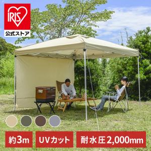 テント タープ キャンプ アウトドア 幅3.0m タープテント 3.0×3.0m レジャー 庭 高さ調節 BBQ uvカット 耐水 TP-300 (D)｜irisplaza