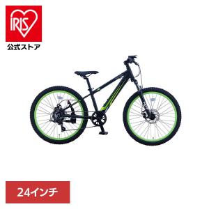 自転車 子供用 24インチ アルミ サスペンションフォーク (完成車)Kawasaki 24インチ ジュニアマウンテンバイク フラットブラック KASP247 (代引不可) (TD)