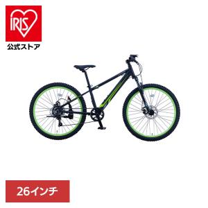 自転車 子供用 26インチ アルミ サスペンションフォーク (完成車)Kawasaki 26インチ ジュニアマウンテンバイク フラットブラック KASP267 (代引不可) (TD)