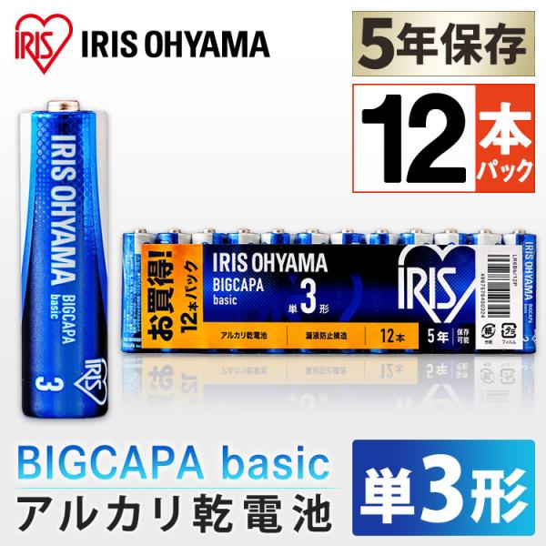乾電池 BIGCAPA basic 単3形 12本パック LR6Bb/12P アイリスオーヤマ