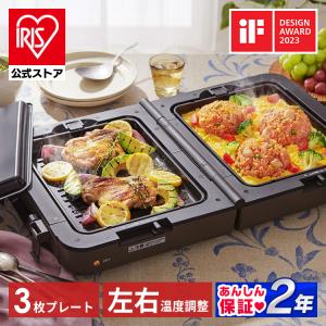 ホットプレート 大型 焼肉 アイリスオーヤマ おしゃれ 左右温度調節 両面ホットプレート たこ焼き お好み焼き 蓋付き KDPOL-W31-T 安心延長保証対象