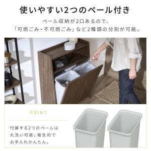 ゴミ箱 分別 木製 収納棚 ふた付き コンパク...の詳細画像5