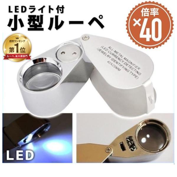 ルーペ ライト付き ledライト付き ジュエリールーペ 40倍 スライドケース入り コンパクト 小型...
