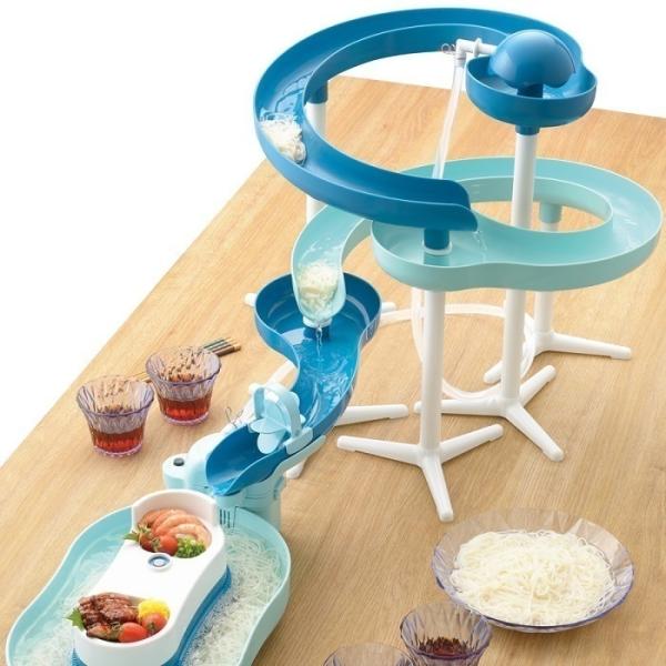 流しそうめん機 流しそうめん器 流しそうめん ツイストスライダー 電池式 薬味置き付き 家庭用 卓上...