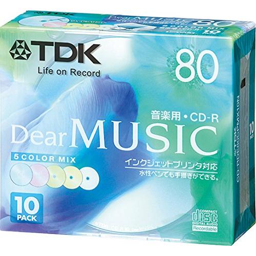 TDK CD-R 音楽用 80分 カラーミックス インクジェットプリンタ対応 10枚パック CD-R...