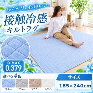 接触冷感 ラグ ラグマット 夏用 洗える Q-max0.379 ひんやり 冷感カーペット リバーシブル 185×240cm 滑り止め 抗菌防臭 吸水速乾 iroDori Plus