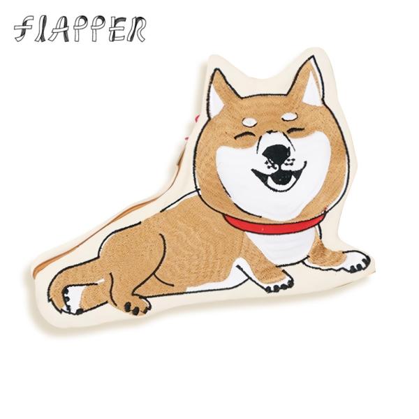 FLAPPER しば男 ダイカットポーチ 柴犬 イヌ 犬 日本犬 しば犬の顔ポーチ フラッパー