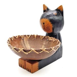 お座りネコ 大 猫 ねこ ネコ 木製 木彫り 置物 オブジェ タイ アジアン