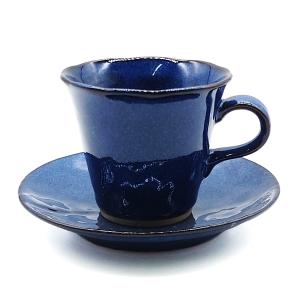 藍凛堂 染花絵 カップ＆ソーサー セット 約230cc 美濃焼 コーヒー碗