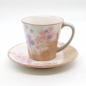 美濃焼 コーヒーカップ 桜満開 おしゃれ 陶器 和食器 焼き物 日本製 カップ＆ソーサー 花 ピンク シンプル かわいい｜irodorigift