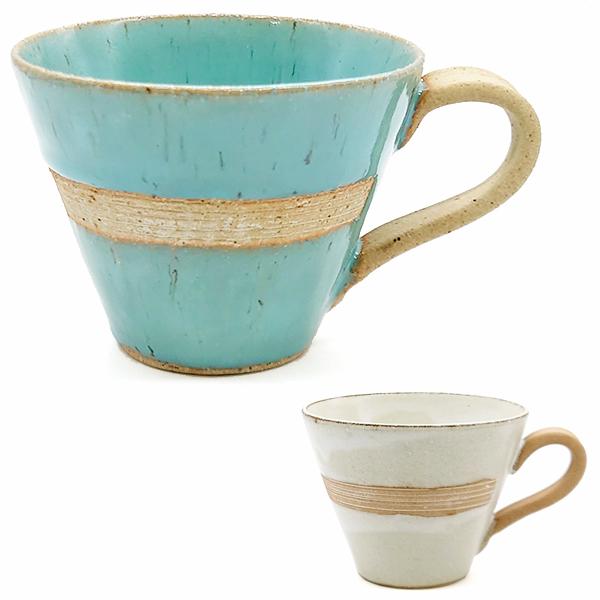 美濃焼 マグカップ 青均窯 粉引 おしゃれ 青 白 陶器 和食器 焼き物 日本製 かわいい