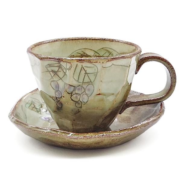 美濃焼 コーヒーカップ ぶどう おしゃれ カップ＆ソーサー 商売繁盛 縁結び 陶器 和食器 焼き物 ...