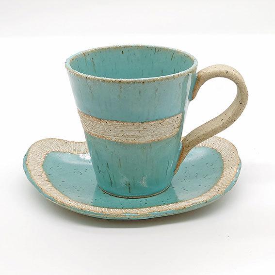 美濃焼 コーヒーカップ 陶器 青均窯           カップ＆ソーサー おしゃれ 和食器 焼き物...