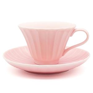 美濃焼 コーヒーカップ 陶器 おしゃれ かすみ ピンク カップ＆ソーサー 和食器 焼き物 日本製 花 シンプル かわいい｜irodorigift