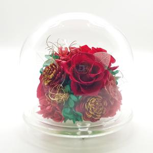 プリザーブドフラワー プレゼント ガラス ドーム レッド 赤 バラ