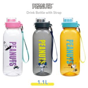 大西賢製販 PEANUTS ドリンクボトル L 水筒ストラップ付 1100ml 透明 子供 大人 アウトドア 直飲み 洗いやすい 軽い おしゃれ キッズ スヌーピー
