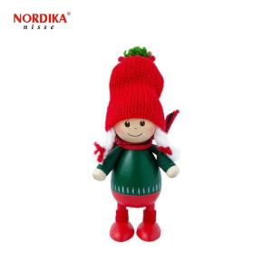ノルディカニッセ ツインズ 緑のセーターの胴長の女の子 NRD120771 木製 人形 デンマーク クリスマス プレゼント ギフト 飾り 窓 子供 大人 おもちゃ｜irodorikukanin